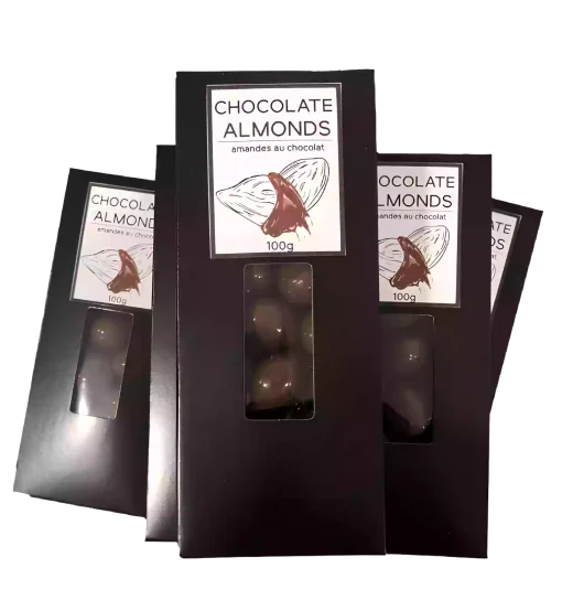 black-window-box-custom-chocolate-almonds-100g-1 Box with Window-Three Great Choices