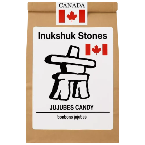 Colourful Canadian jujube candy by Inukshuk Stones in resealable kraft pouch – 150 g