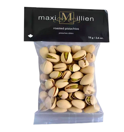 Roasted and salted pistachios in a bowl – healthy, high-protein snack and gourmet gift idea