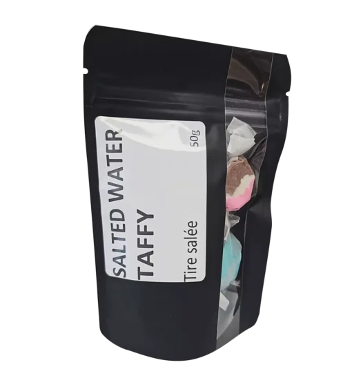 Santa's Salt Water Taffy – soft, chewy Canadian candy with sweet vanilla and a touch of sea salt